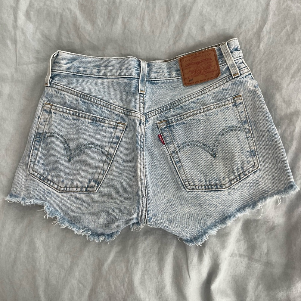 Levi's Pale Blue High-Waist Cutoff Denim Shorts